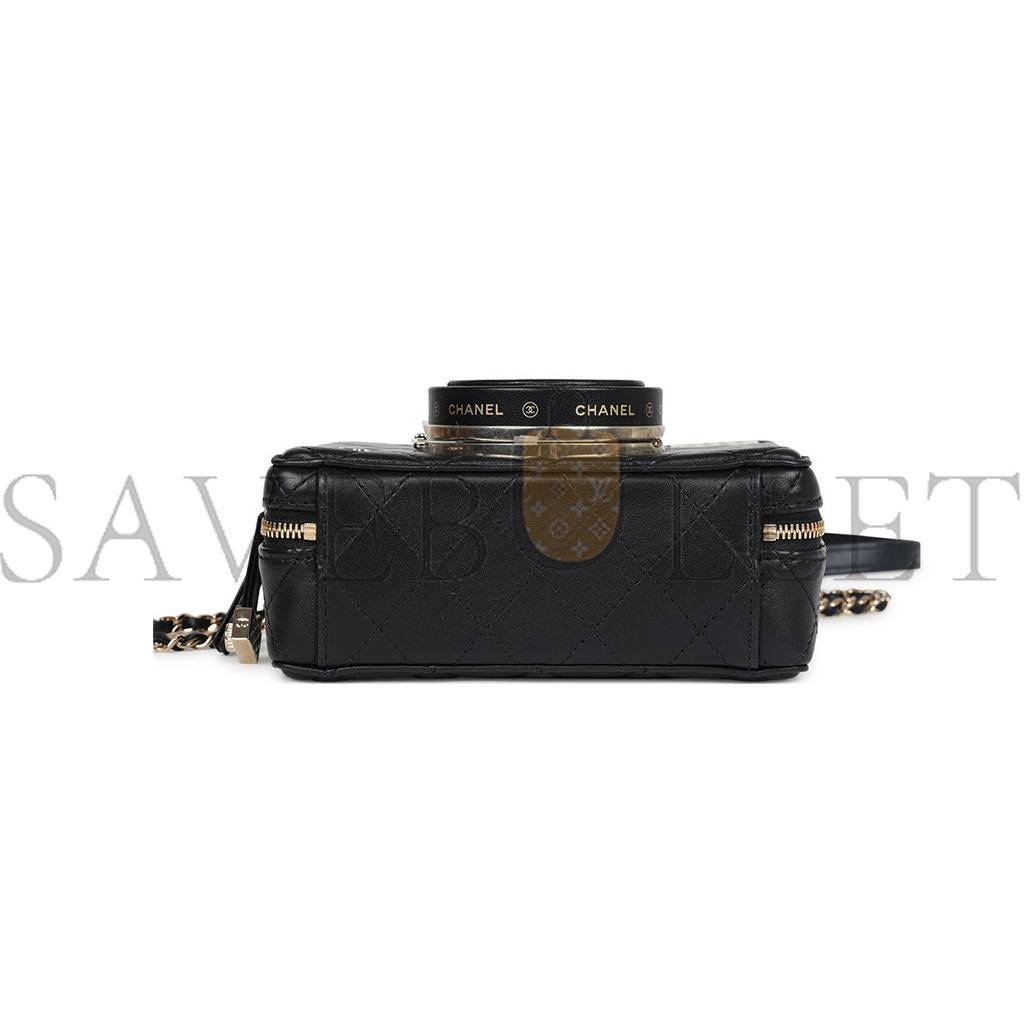 Ch*el master camera bag black lambskin light gold hardware as4817 (16*11.5*6cm)